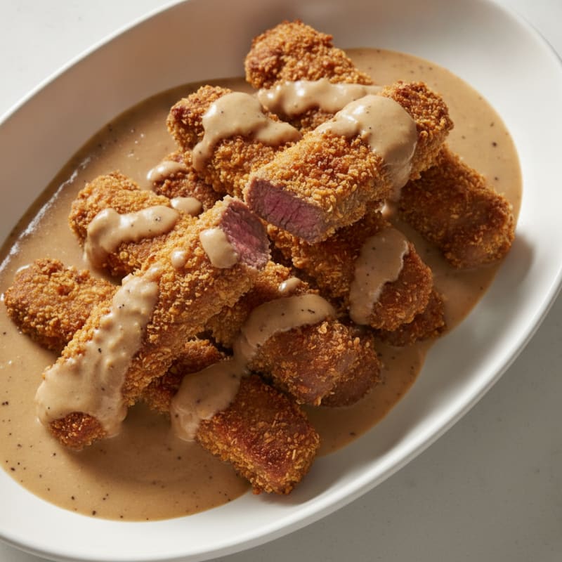 Chicken Fried Steak Fingers with Gravy
