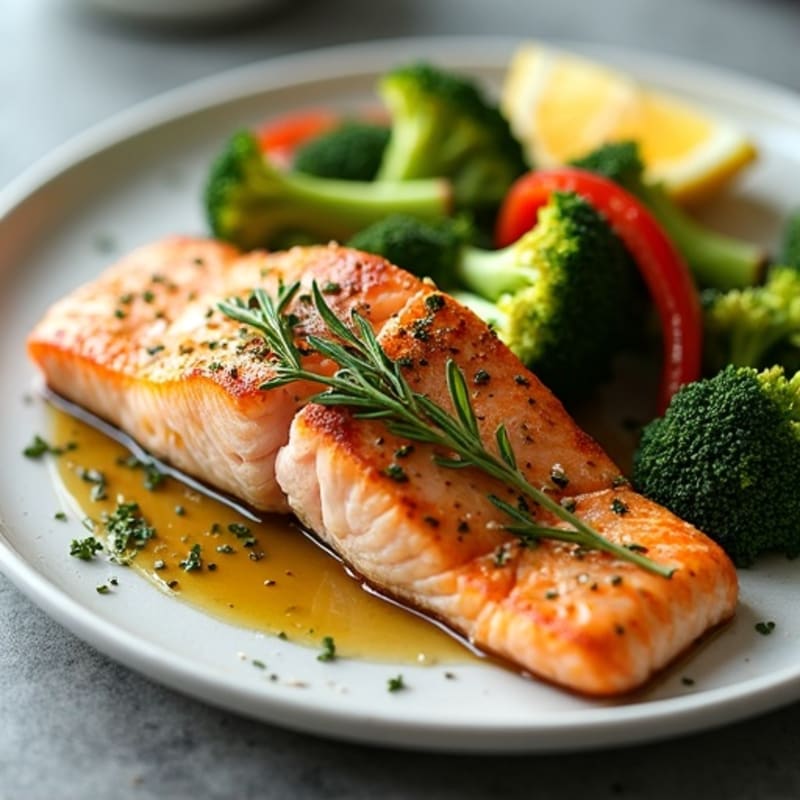 Herb-Crusted Pan Seared Salmon with Roasted Vegetables