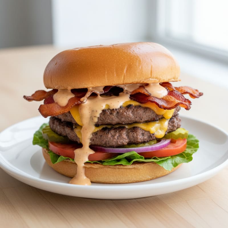 Double Bacon Cheeseburger with Secret Sauce