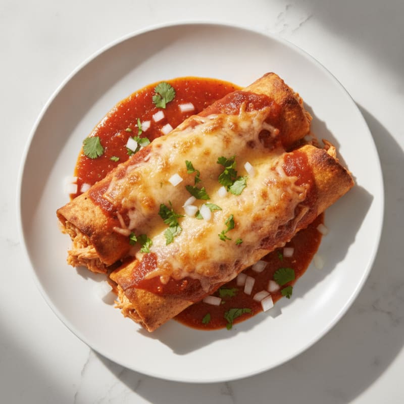 Chicken Enchiladas with Red Chili Sauce