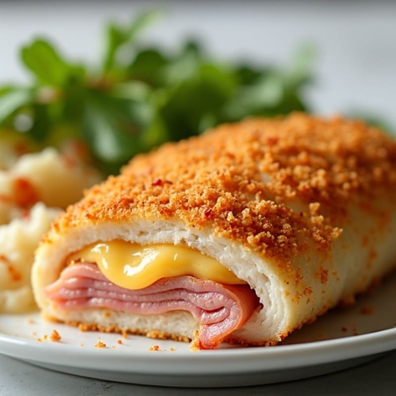 Crispy Ham and Melted Swiss Stuffed Chicken Breast