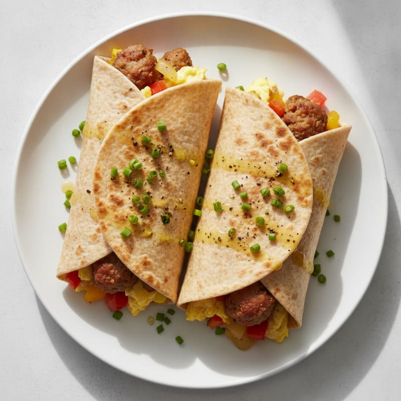 Savory Breakfast Sausage and Egg Wraps