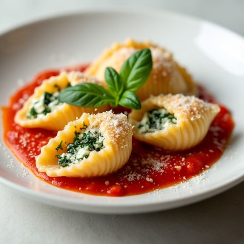 Creamy Spinach Ricotta Stuffed Pasta Shells
