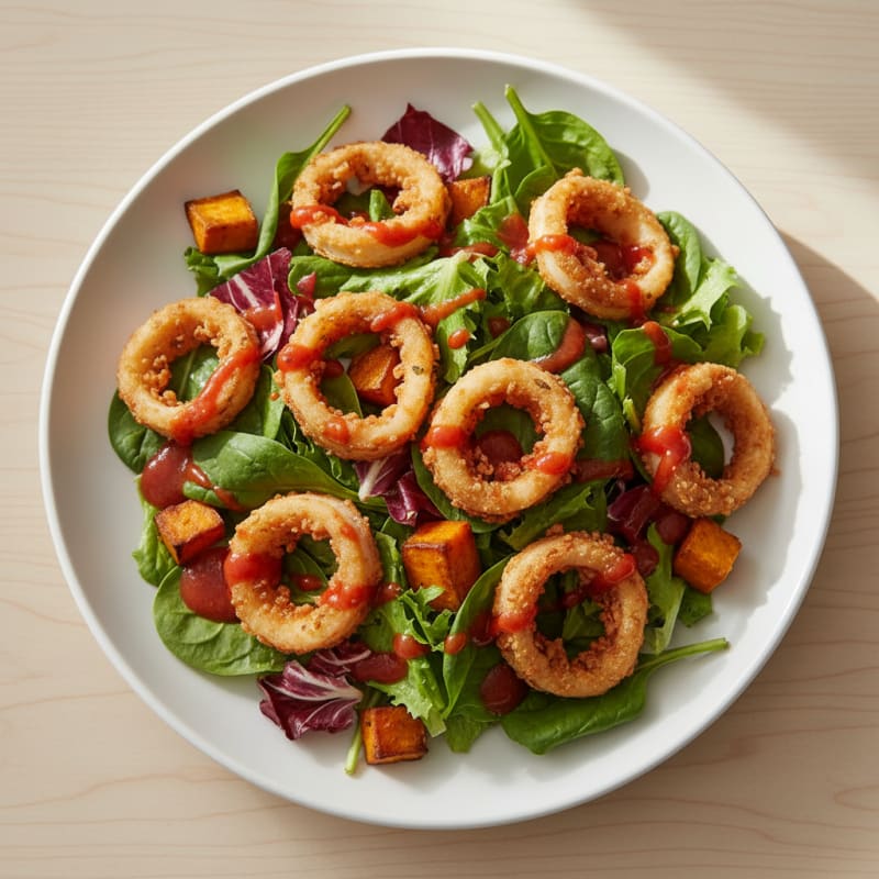 Crispy Calamari Salad with Tomato Vinaigrette