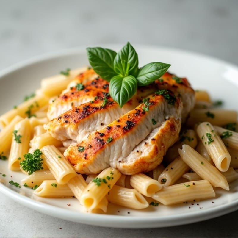 Spicy Garlic Herb Chicken with Creamy Whole Wheat Pasta