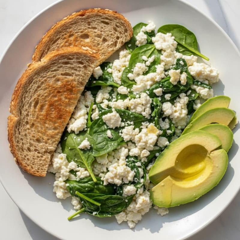 Egg White and Cottage Cheese Scramble with Spinach