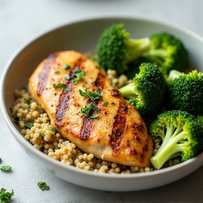 Grilled Chicken Breast with Quinoa and Steamed Broccoli