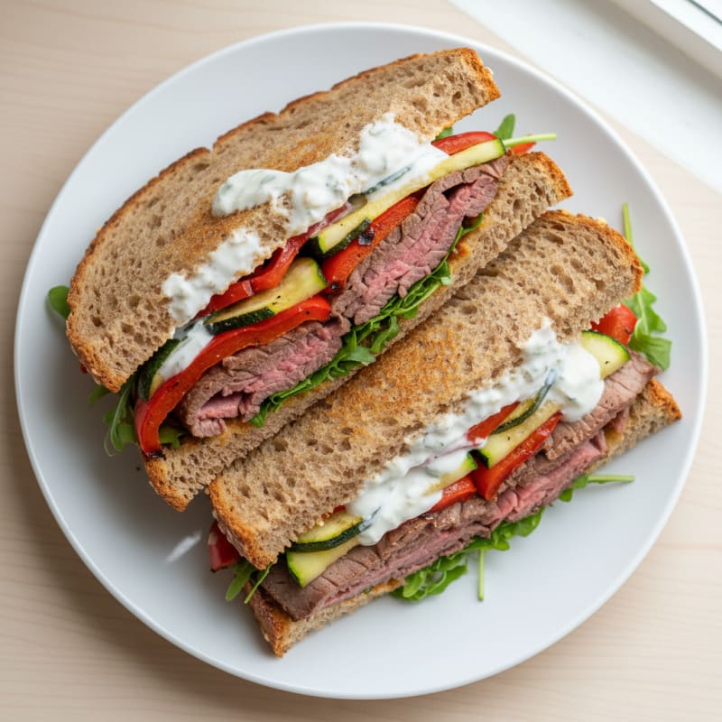Lean Beef and Roasted Vegetable Sandwich
