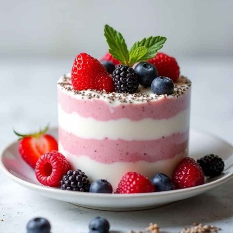 Greek Yogurt Protein Mousse with Mixed Berries