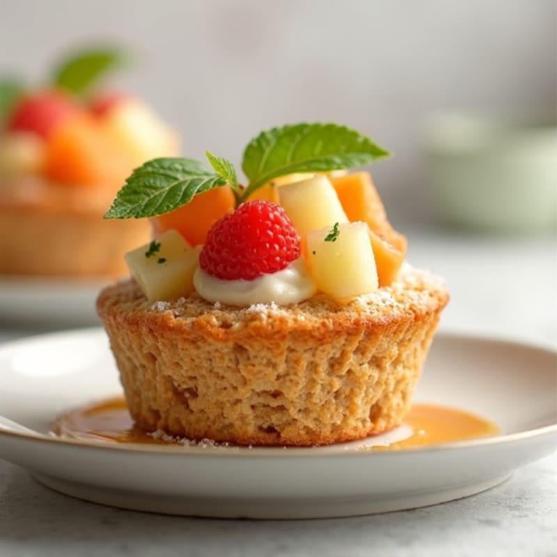 Protein Muffin with Mixed Melon and Greek Yogurt