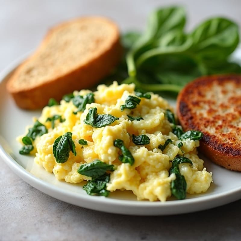 Egg White and Spinach Scramble with Turkey Sausage