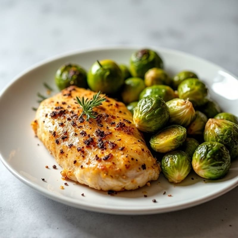 Herb-Roasted Chicken Breast with Crispy Brussels Sprouts