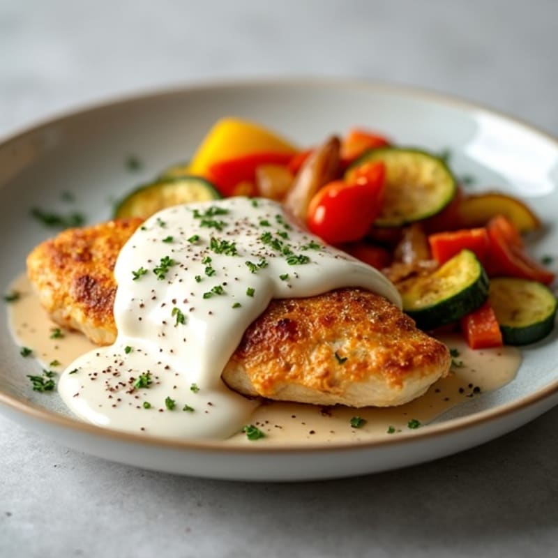 Creamy Spiced Chicken with Roasted Vegetables