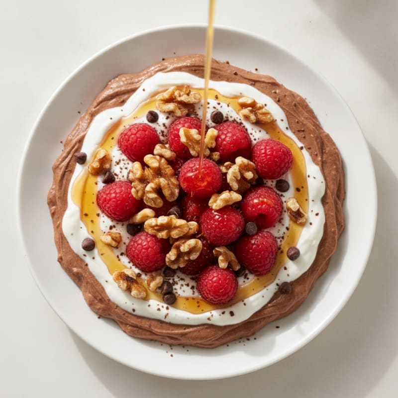 Silky Chocolate Protein Pudding with Greek Yogurt and Berries