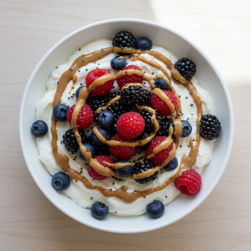 Creamy Greek Yogurt Protein Bowl with Mixed Berries and Almond Butter