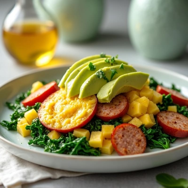 Egg White Scramble with Turkey Sausage and Spinach