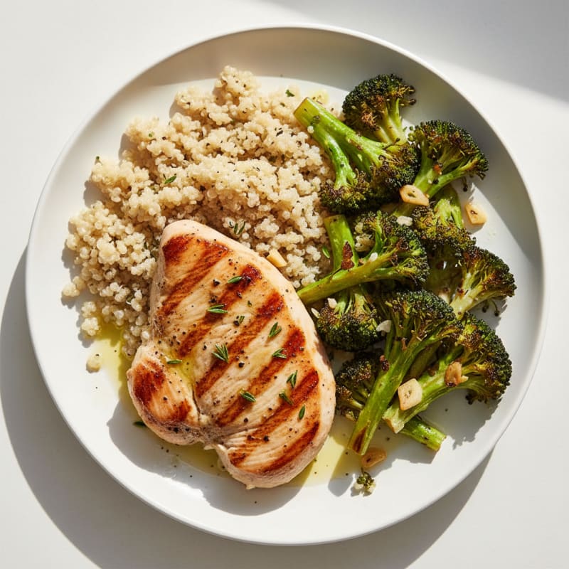 Grilled Turkey Breast with Quinoa and Roasted Broccoli