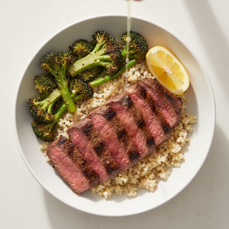 Grilled Steak and Quinoa Power Bowl with Roasted Broccoli