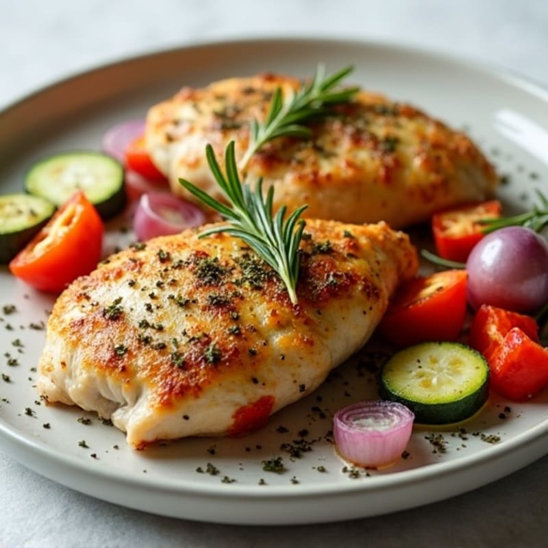 Herb-Crusted Pan Seared Chicken with Roasted Vegetables