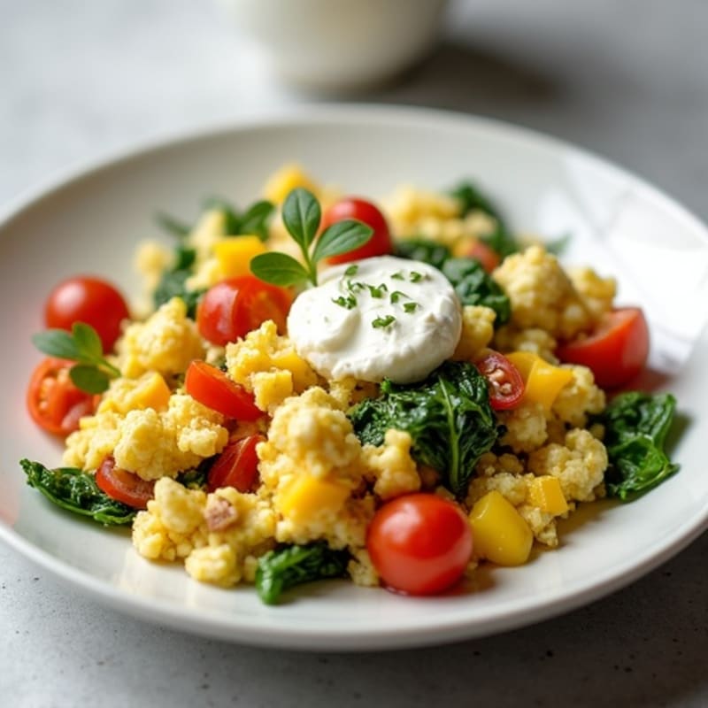 Egg White Veggie Scramble with Cottage Cheese