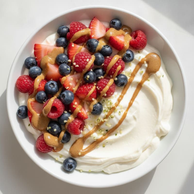 Greek Yogurt Protein Bowl with Mixed Berries and Egg White Protein