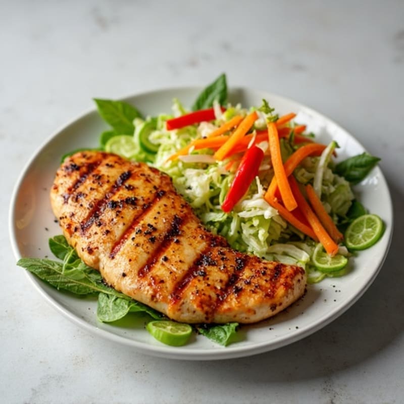 Grilled Chicken Breast with Crunchy Cabbage Slaw