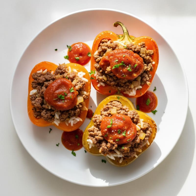 Beef and Rice Stuffed Bell Peppers