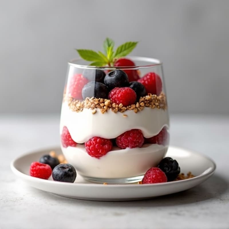 Creamy Greek Yogurt Parfait with Mixed Berries and Sunflower Seeds