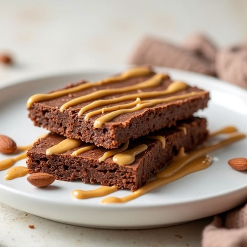 Chocolate Almond Protein Bar with Peanut Butter Drizzle