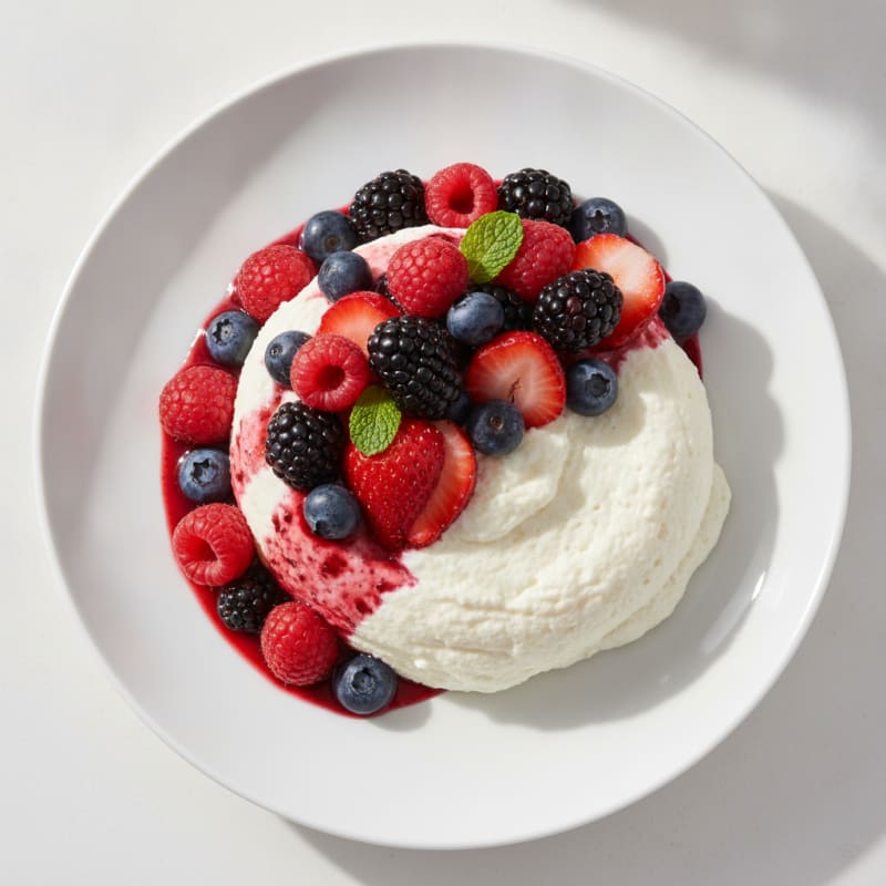 Silky Greek Yogurt Protein Mousse with Mixed Berries