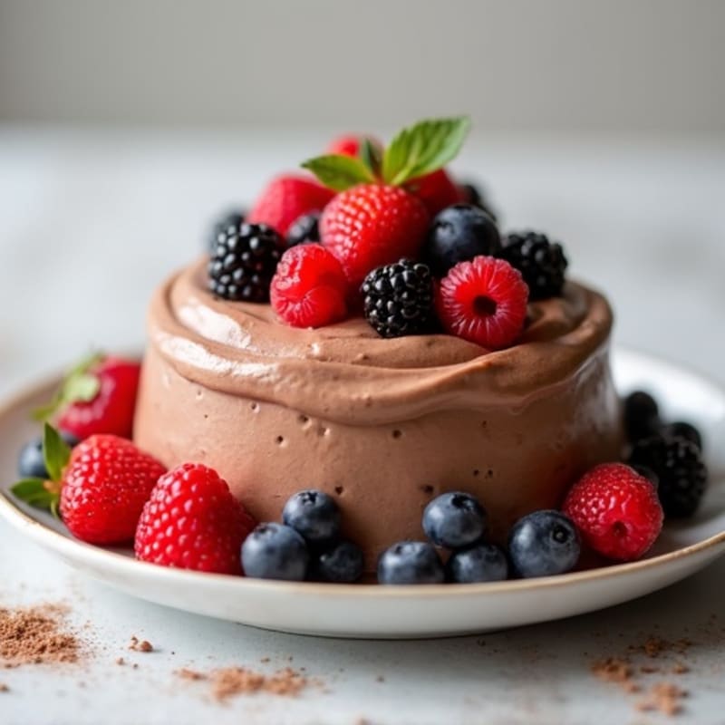 Protein Chocolate Cottage Cheese Mousse with Mixed Berries