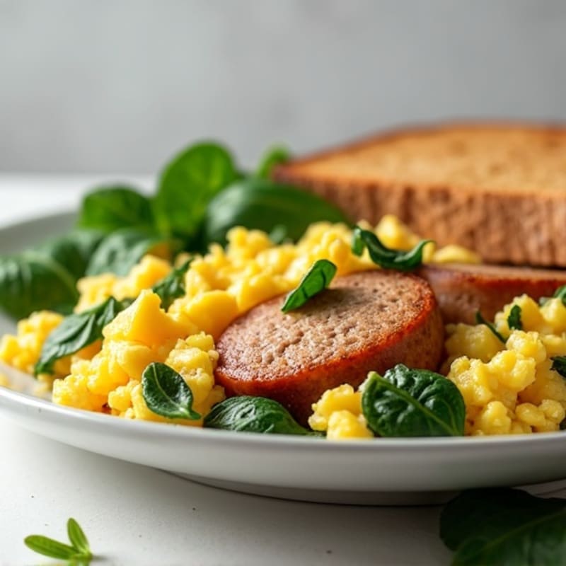 Egg White Scramble with Spinach and Turkey Sausage