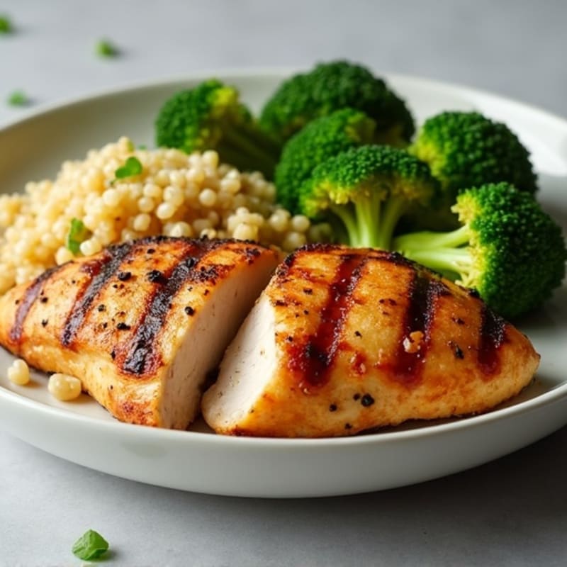 Grilled Chicken Breast with Roasted Broccoli and Quinoa