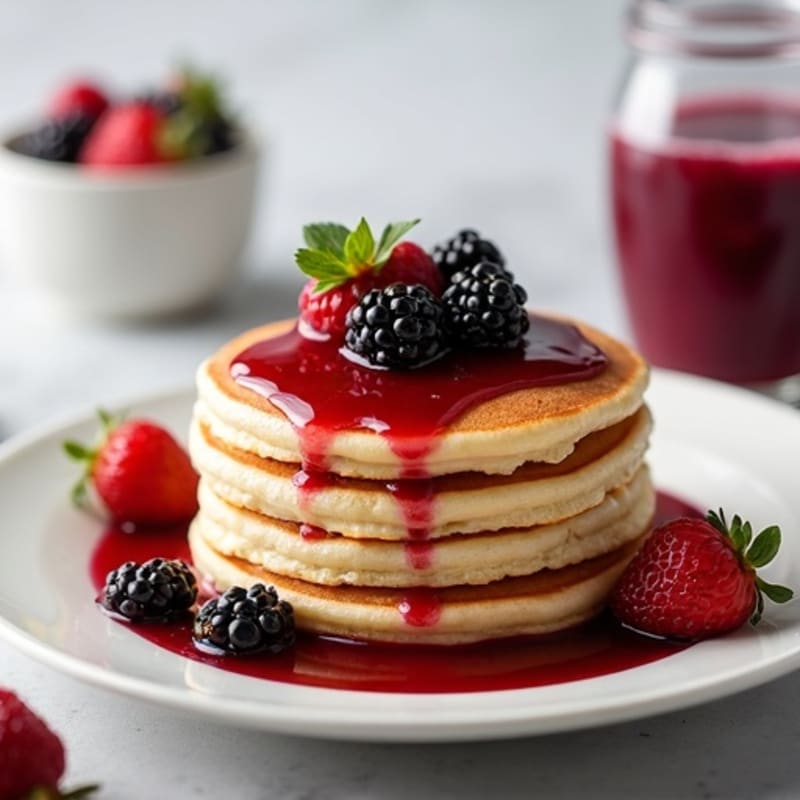 Fluffy Protein Pancakes with Berry Compote