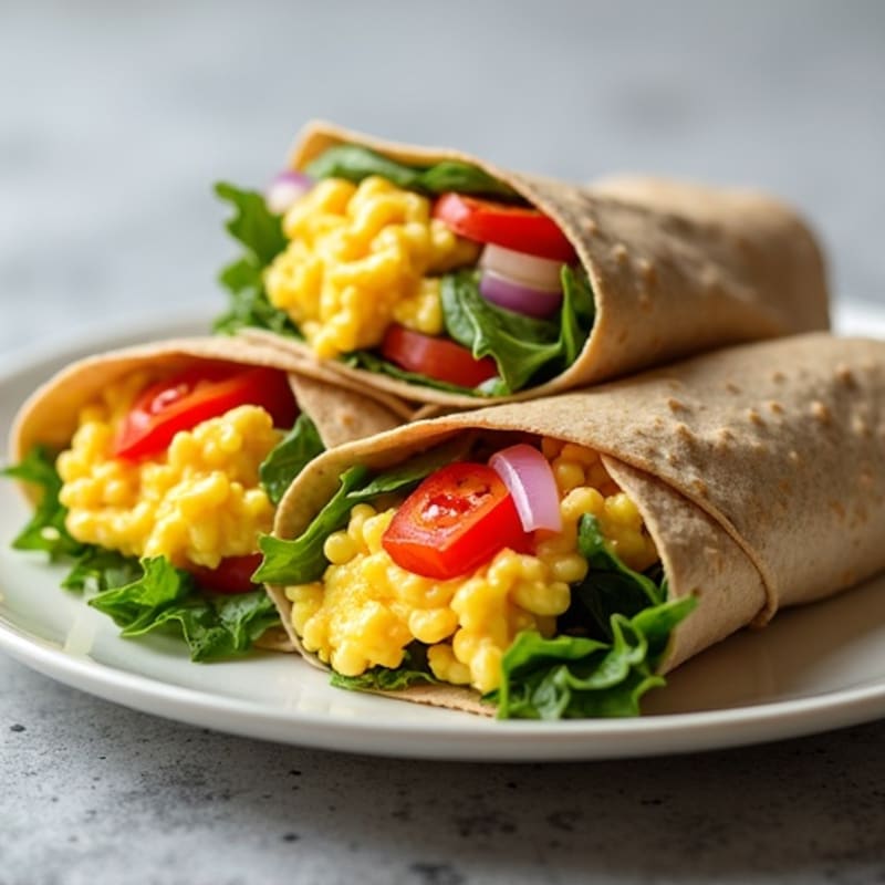 Scrambled Egg and Fresh Veggie Wraps