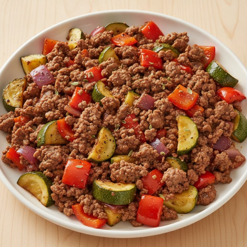 Ground Beef and Roasted Vegetable Skillet