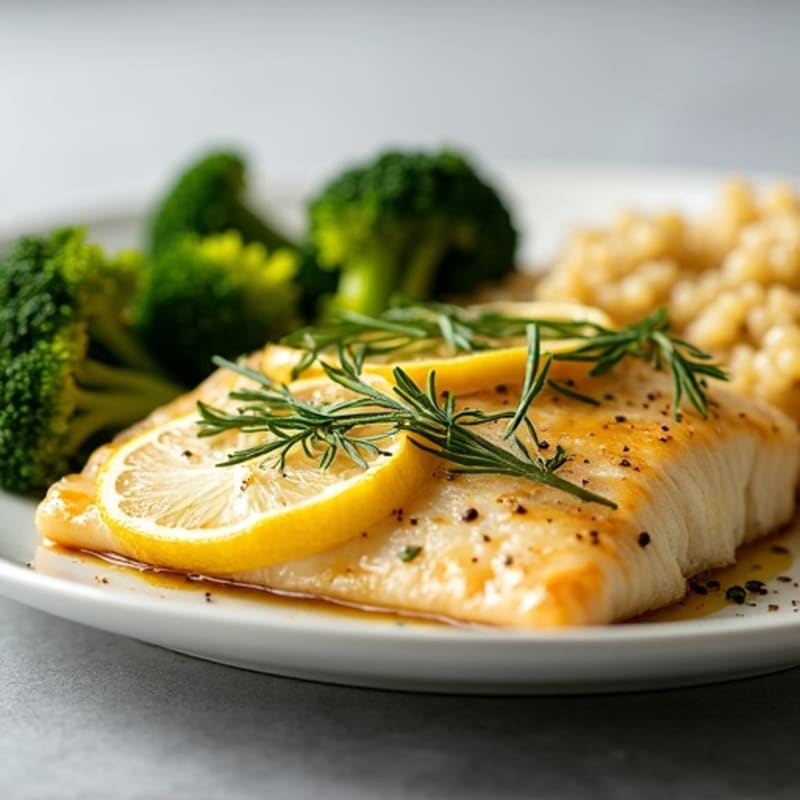 Flaky Lemon-Herb Baked Tilapia with Roasted Broccoli and Quinoa