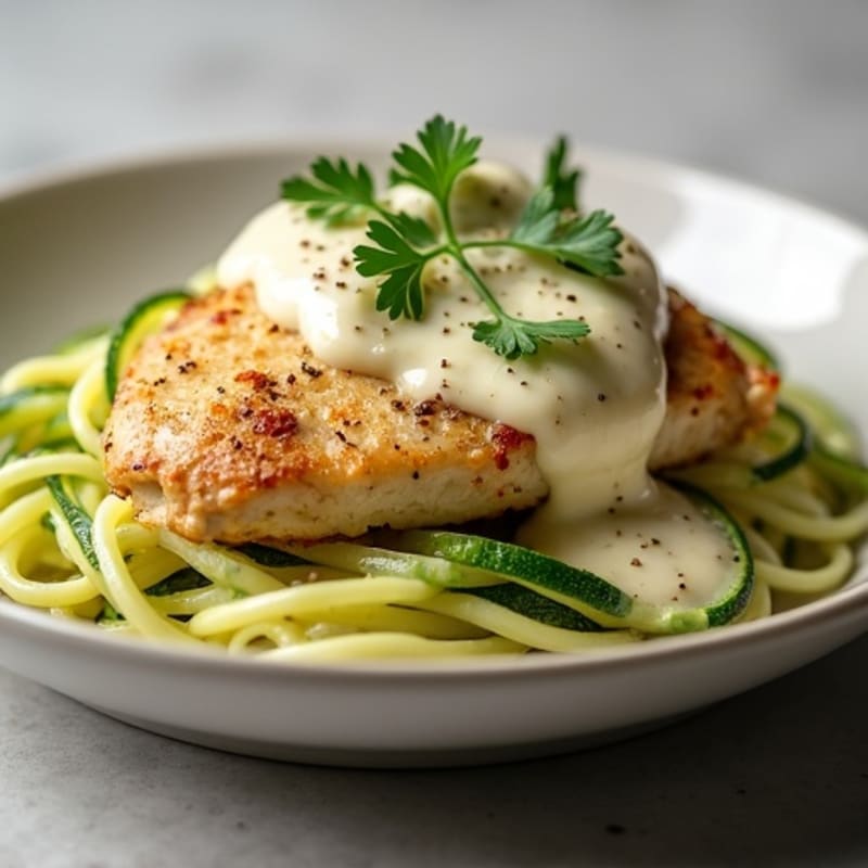 Creamy Garlic Parmesan Chicken with Zucchini Noodles