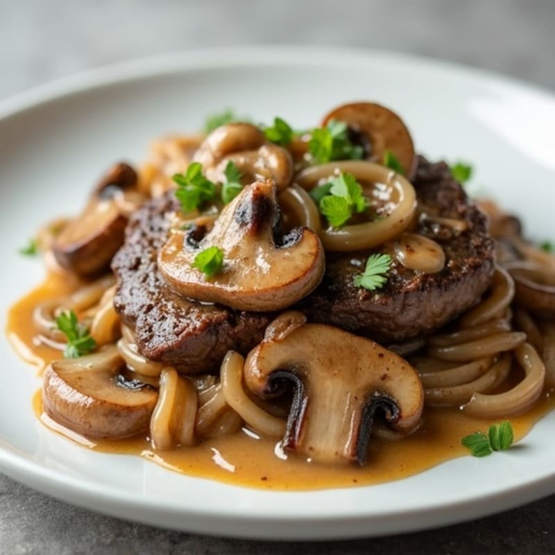 Lean Beef with Creamy Mushroom and Onion Sauce