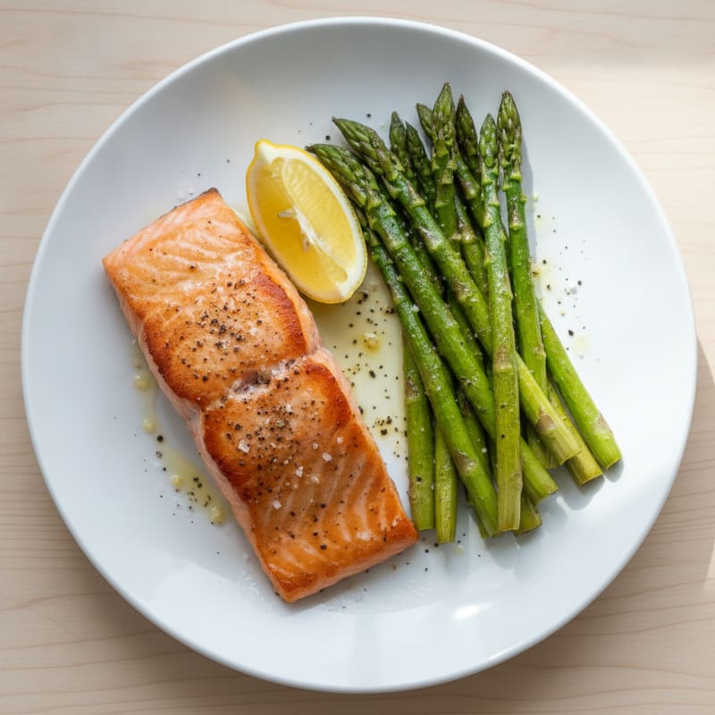 Pan-Seared Salmon with Roasted Asparagus