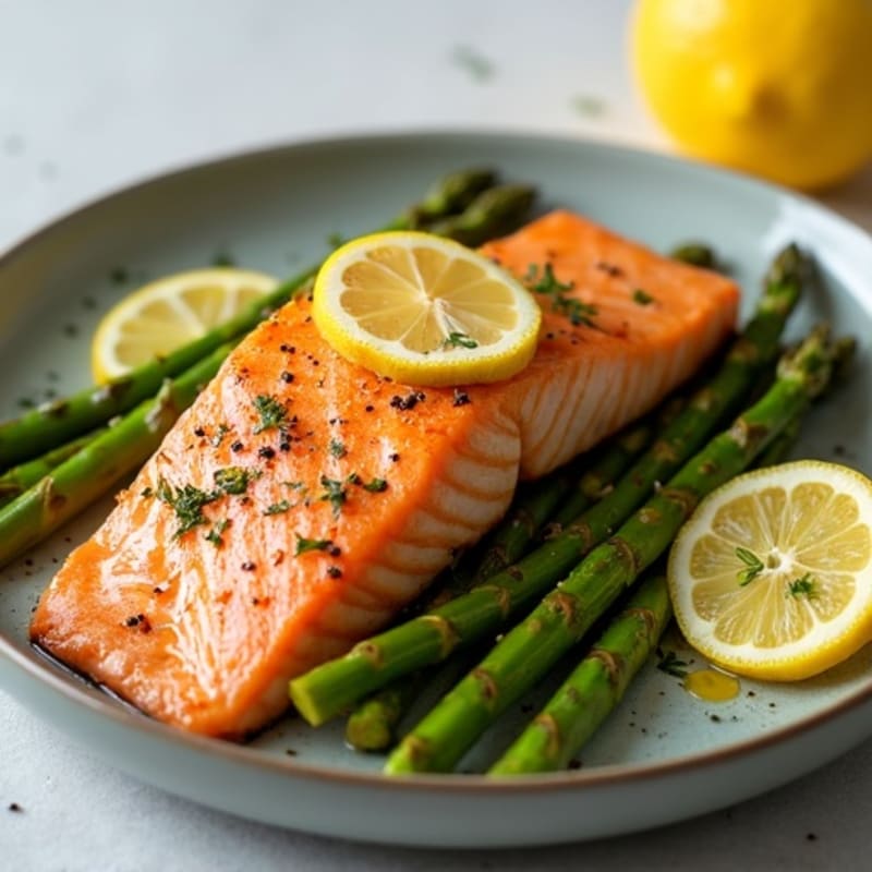 Lemon Garlic Baked Salmon with Roasted Asparagus