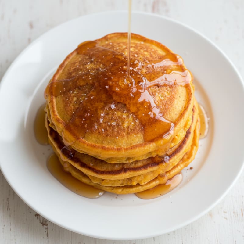 Golden Sweet Potato Pancakes with Maple Glaze