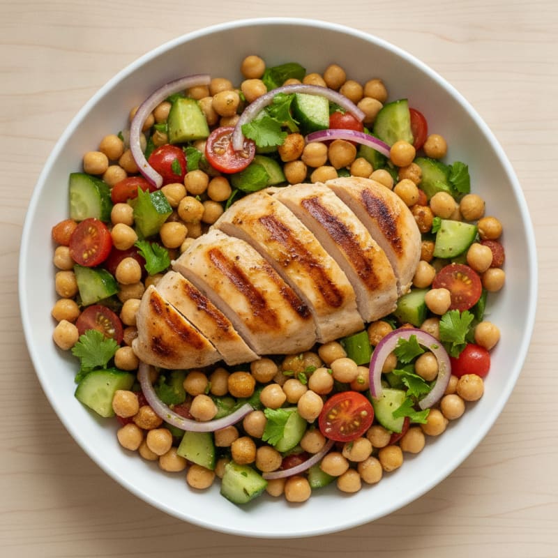 Grilled Chicken Breast with Crunchy Chickpea Salad