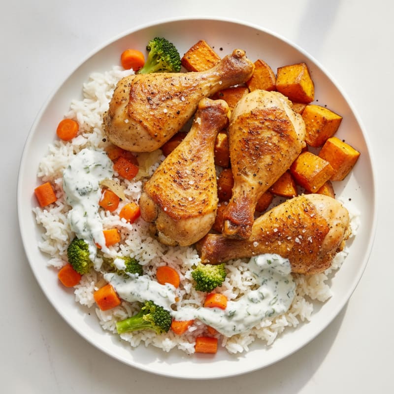 Herb-Roasted Chicken Drumsticks with Sweet Potato