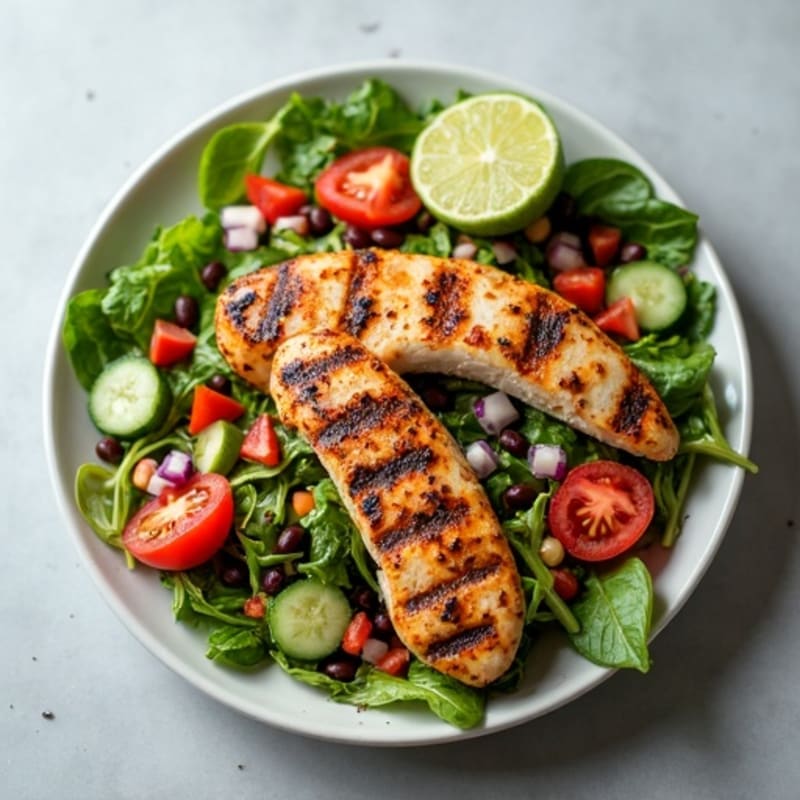Grilled Chicken Salad with Black Beans and Fresh Salsa