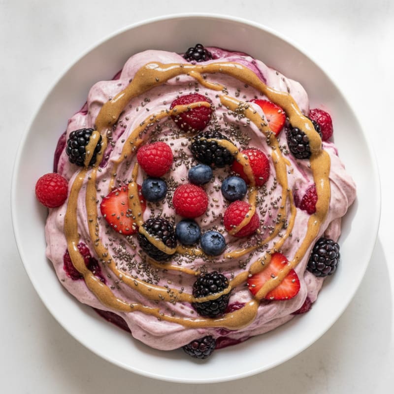 Creamy Greek Yogurt Protein Mousse with Mixed Berries