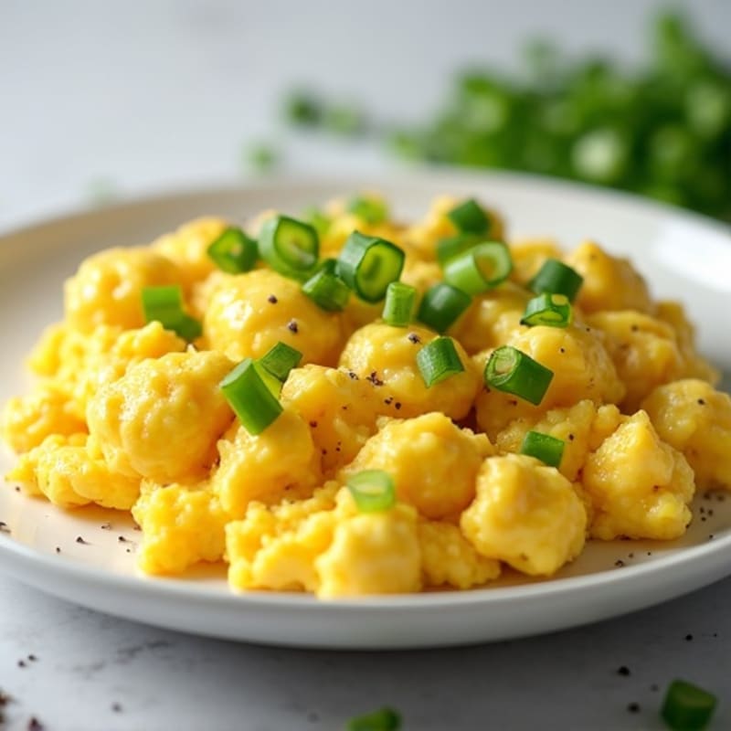 Fluffy Scrambled Eggs with Fresh Green Onion