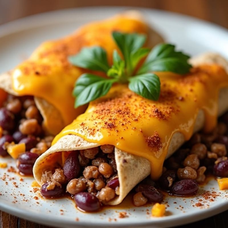 Baked Lean Ground Beef and Black Bean Tortillas with Melted Cheese