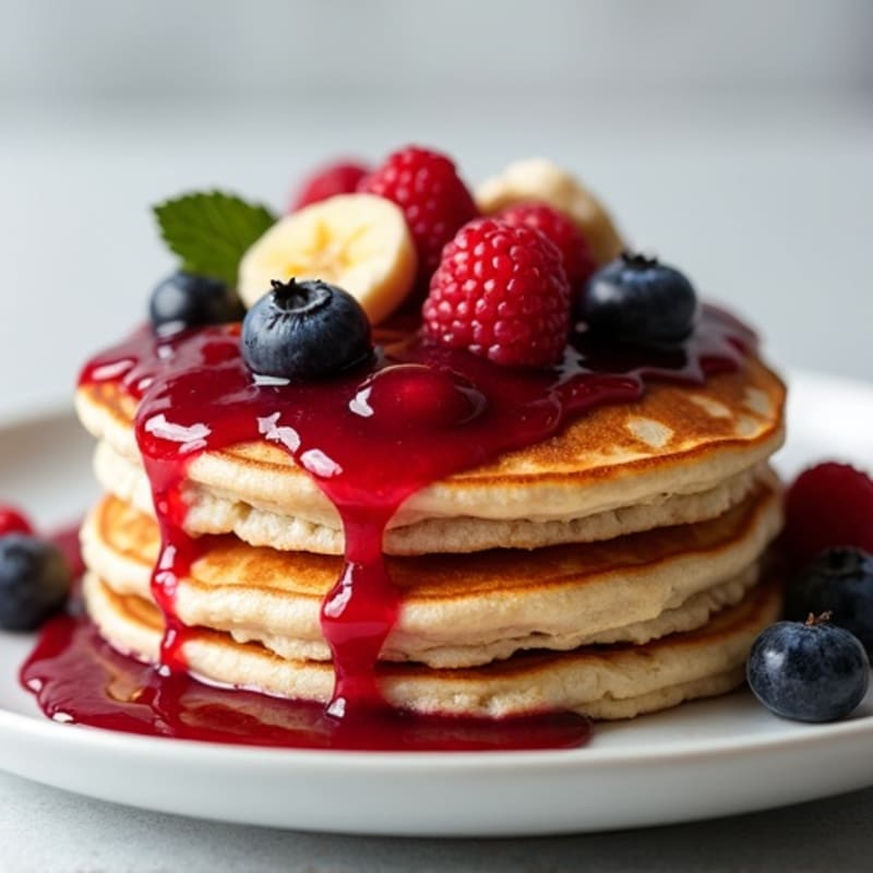 Fluffy Protein Pancakes with Fresh Berry Compote