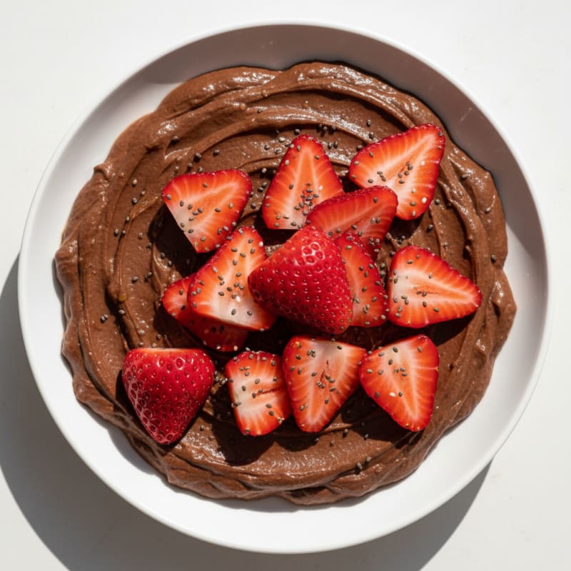 Silky Chocolate Protein Pudding with Fresh Strawberries
